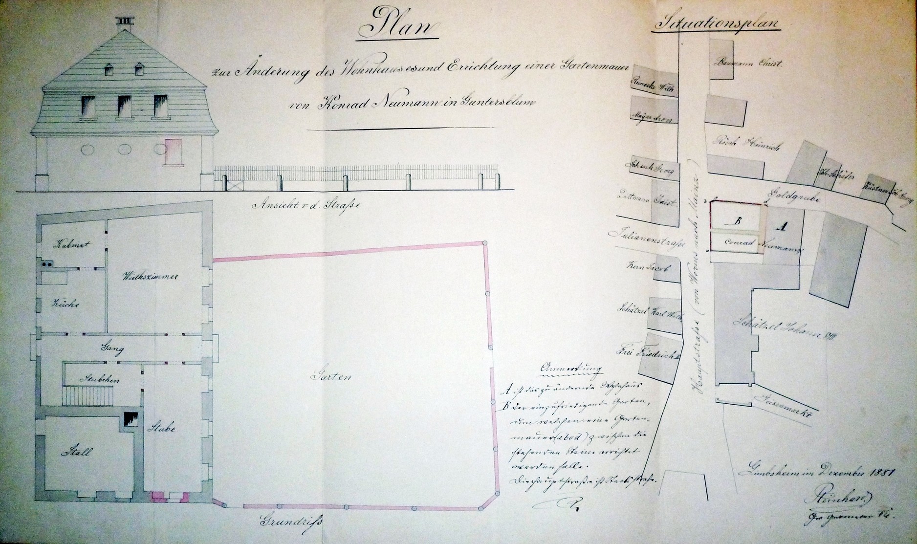 Plan des Wohnhauses von Konrad Neumann in Guntersblum :: Museum ...