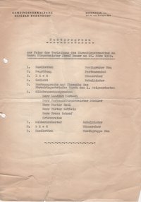 Maschinengeschriebenes Festprogramm zur Feier der Verleihung des Ehrenbürgerrechtes an Herrn Bürgermeister Josef Bauer am 15. März 1969