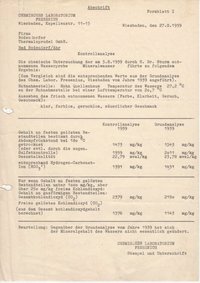 Kontrollanalyse des St. Josefs-Sprudel aus dem Jahr 1959