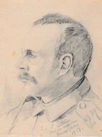 Portraitzeichnung Matthias Leisen in Uniform 1917