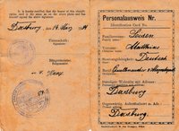 Personalausweis von Matthias Leisen aus dem Jahr 1919